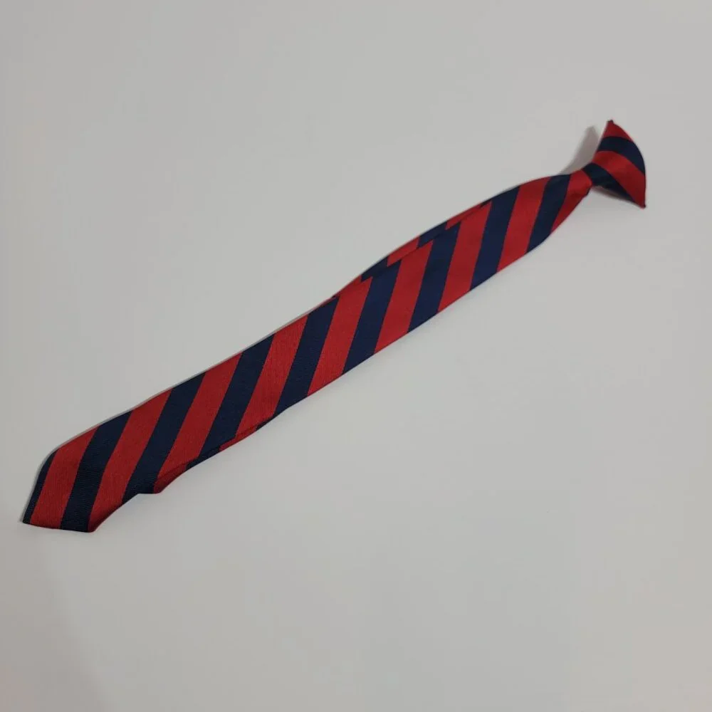 Red/Dark Blue Striped Boys Clip Tie